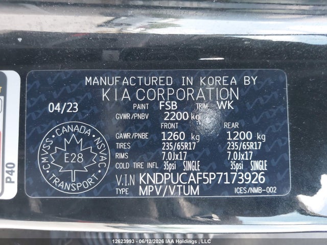 KNDPUCAF5P7173926 KIA Sportage Lx