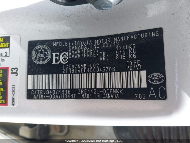 Продажа на аукционе авто 2013 Toyota Corolla S/le, vin: 2T1BU4EE4DC045706, номер лота: 12624007