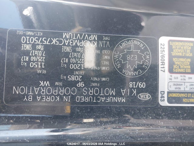 2019 Kia Sportage Lx მანქანა იყიდება აუქციონზე, vin: KNDPM3AC5K7575010, აუქციონის ნომერი: 12624017