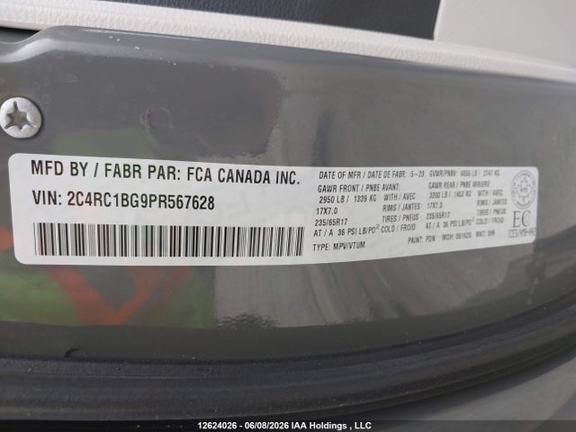 Продаж на аукціоні авто 2023 Chrysler Pacifica Touring L, vin: 2C4RC1BG9PR567628, номер лоту: 12624026