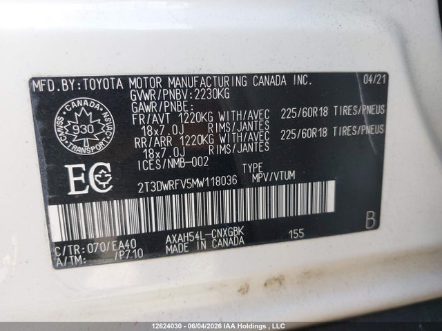 Toyota Rav4 Limited 2021 2T3DWRFV5MW118036 Image 19