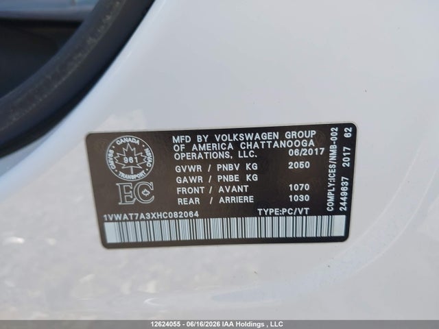 1VWAT7A3XHC082064 Volkswagen Passat 1.8 Tsi Trendline+