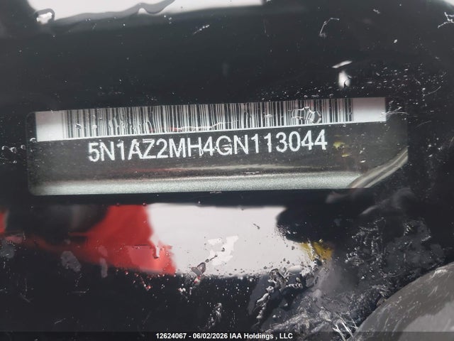 12624067 :رقم المزاد ، 5N1AZ2MH4GN113044 vin ، 2016 Nissan Murano S/sl/sv/platinum مزاد بيع