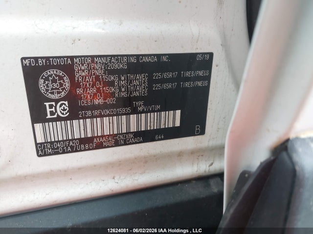 Toyota RAV4 LE 2019 2T3B1RFV0KC015935 Image 19
