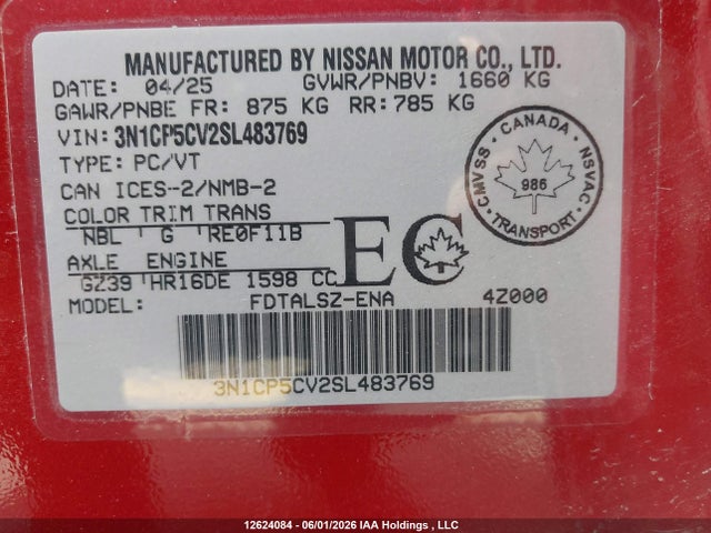 Nissan Kicks Play Sv 2025 3N1CP5CV2SL483769 Image 19