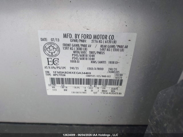 1FM5K8D8XEGA34469 Ford EXPLORER XLT