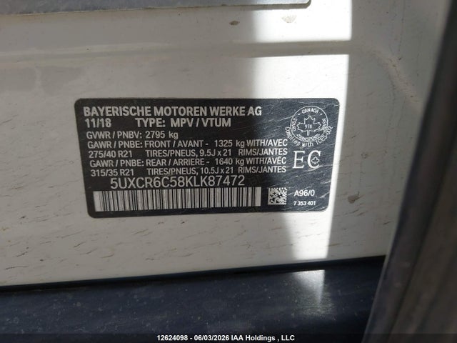 Продаж на аукціоні авто 2019 Bmw X5 Xdrive40i, vin: 5UXCR6C58KLK87472, номер лоту: 12624098
