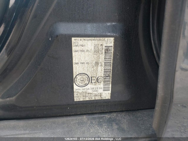 Aukcja sprzedaży 2016 Nissan Altima 2.5/s/sv/sl/sr, vin: 1N4AL3AP3GN381936, numer aukcji: 12624103