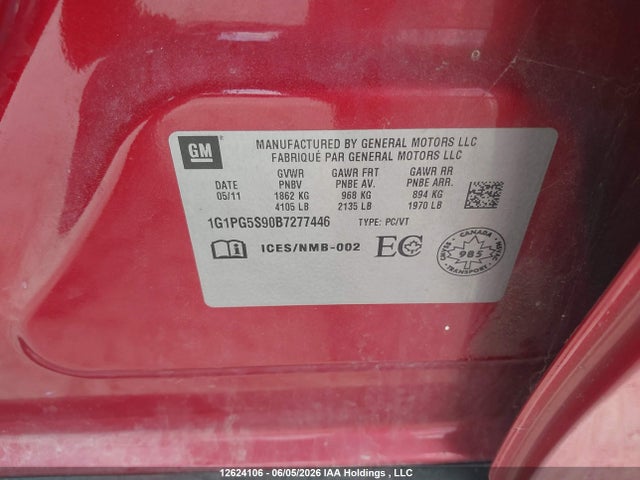 Aukcja sprzedaży 2011 Chevrolet Cruze, vin: 1G1PG5S90B7277446, numer aukcji: 12624106