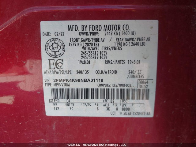 Ford Edge Titanium 2022 2FMPK4K98NBA01118 Image 23