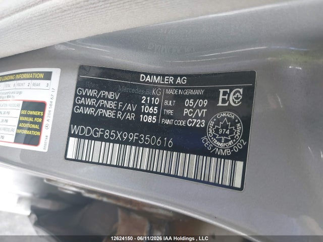 Продажа на аукционе авто 2009 Mercedes-benz C 230 4matic, vin: WDDGF85X99F350616, номер лота: 12624150