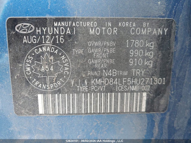 2017 Hyundai Elantra Se/value/limited მანქანა იყიდება აუქციონზე, vin: KMHD84LF5HU271301, აუქციონის ნომერი: 12624151