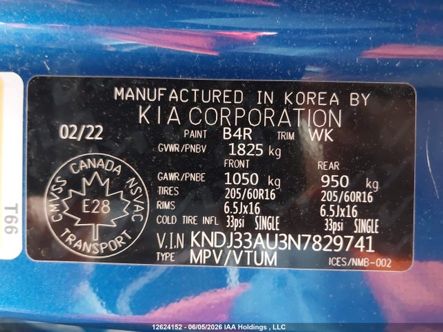 2022 Kia Soul Ex მანქანა იყიდება აუქციონზე, vin: KNDJ33AU3N7829741, აუქციონის ნომერი: 12624152