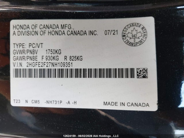 Honda Civic Lx 2022 2HGFE2F27NH109351 Image 9