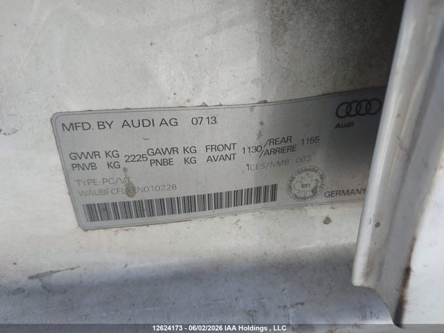 12624173 :رقم المزاد ، WAUBFCFLXEN010228 vin ، 2014 Audi A4 Premium مزاد بيع