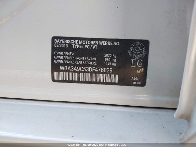 Aukcja sprzedaży 2013 Bmw 335 I, vin: WBA3A9C53DF476829, numer aukcji: 12624181