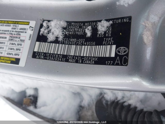 12505294 :رقم المزاد ، 2T1BU40E79C149556 vin ، 2009 Toyota Corolla Ce مزاد بيع