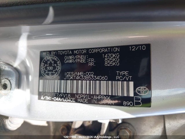 Aukcja sprzedaży 2011 Toyota Yaris Le, vin: JTDKT4K33B5334060, numer aukcji: 12617986