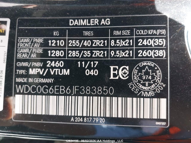 Продаж на аукціоні авто 2018 Mercedes-benz Glc Amg Glc 43, vin: WDC0G6EB6JF383850, номер лоту: 12624195