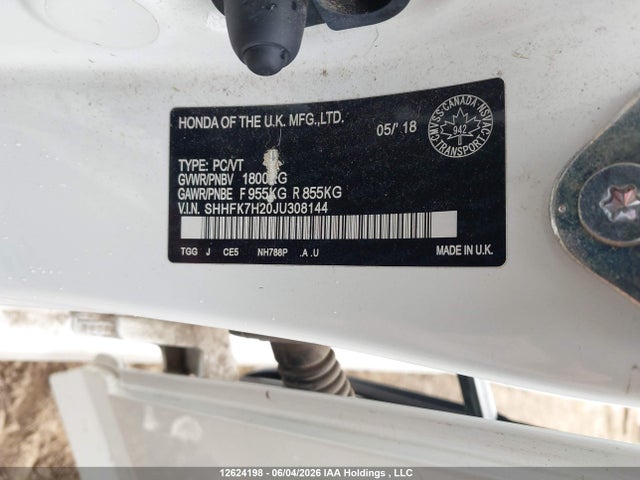 Продаж на аукціоні авто 2018 Honda Civic Lx, vin: SHHFK7H20JU308144, номер лоту: 12624198