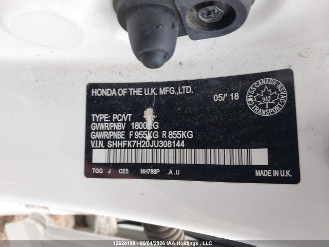 Продаж на аукціоні авто 2018 Honda Civic Lx, vin: SHHFK7H20JU308144, номер лоту: 12624198