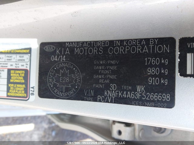 Продажа на аукционе авто 2015 Kia Forte 1.8l Lx/1.8l Lx+/lx+ Winter Edition, vin: KNAFK4A63F5266698, номер лота: 12617566