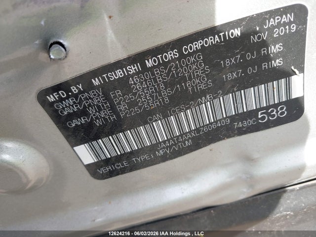 Mitsubishi Eclipse Cross Le/sp 2020 JA4AT4AAXLZ606409 Image 9
