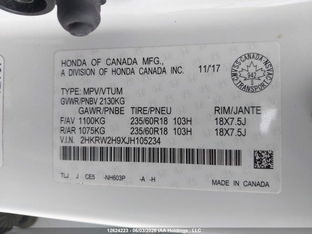 2HKRW2H9XJH105234 Honda Cr-v Touring