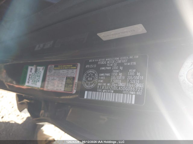 Продаж на аукціоні авто 2013 Hyundai Santa Fe, vin: 5XYZUDLA5DG086722, номер лоту: 12624228