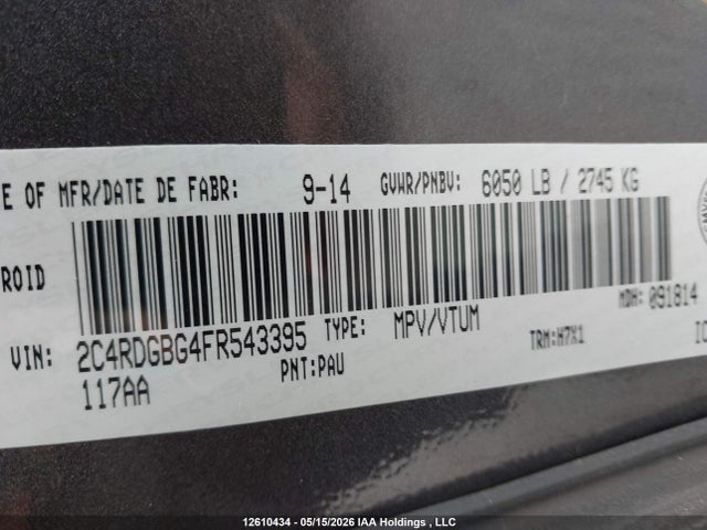 2C4RDGBG4FR543395 Dodge Grand Caravan Se/sxt