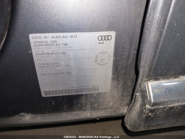 Продажа на аукционе авто 2013 Audi Q5 Premium Plus, vin: WA1LFCFP2DA079909, номер лота: 12624232
