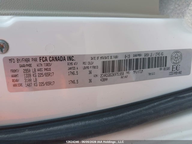 2C4RDGBG3KR751858 Dodge Grand Caravan Se