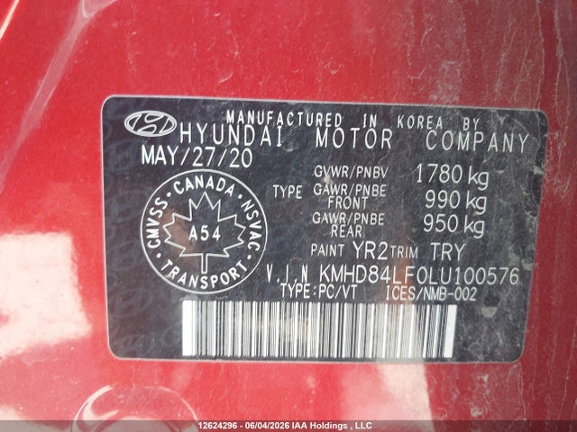 Aukcja sprzedaży 2020 Hyundai Elantra Preferred With Sun And Safety Package Auto Ivt, vin: KMHD84LF0LU100576, numer aukcji: 12624296