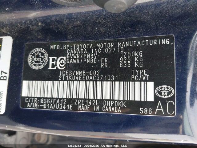 Aukcja sprzedaży 2010 Toyota Matrix, vin: 2T1KU4EE0AC371031, numer aukcji: 12624313