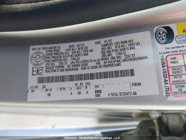 Продаж на аукціоні авто 2013 Ford Fiesta Se, vin: 3FADP4EJ8DM205886, номер лоту: 12624325