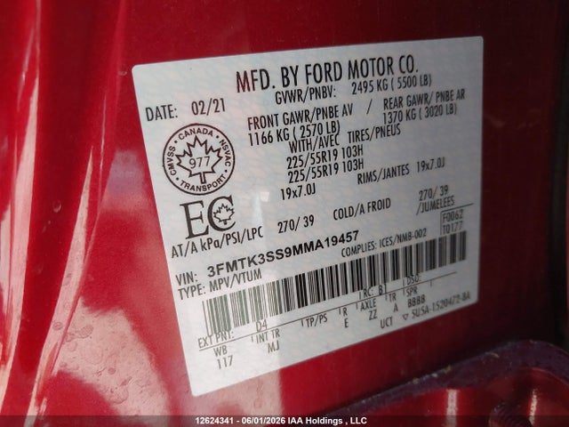 Продаж на аукціоні авто 2021 Ford Mustang Mach-e Premium, vin: 3FMTK3SS9MMA19457, номер лоту: 12624341