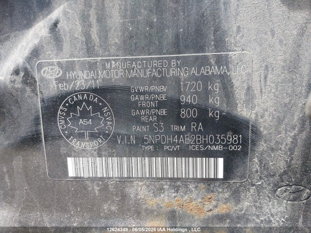 Aukcja sprzedaży 2011 Hyundai Elantra, vin: 5NPDH4AE2BH035981, numer aukcji: 12624349