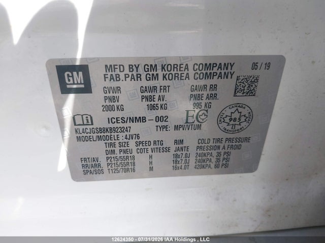 Продажа на аукционе авто 2019 Buick Encore Essence, vin: KL4CJGSB8KB923247, номер лота: 12624350