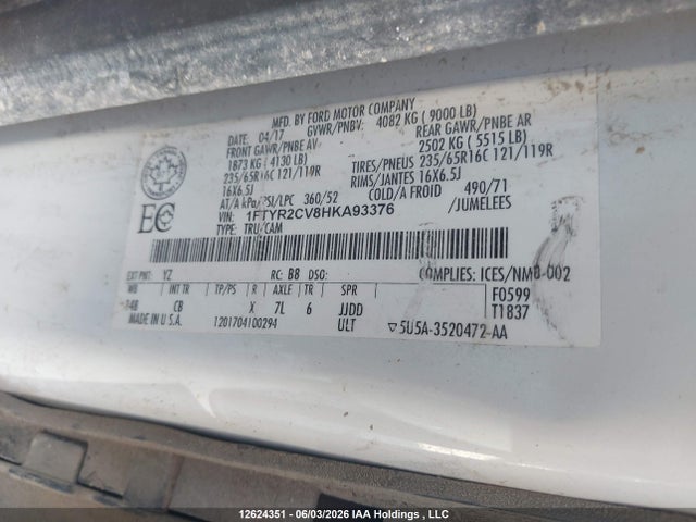 1FTYR2CV8HKA93376 Ford Transit-250
