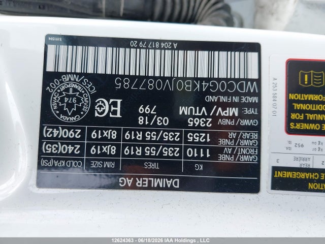 Aukcja sprzedaży 2018 Mercedes-benz Glc 300 4matic, vin: WDC0G4KB0JV087785, numer aukcji: 12624363