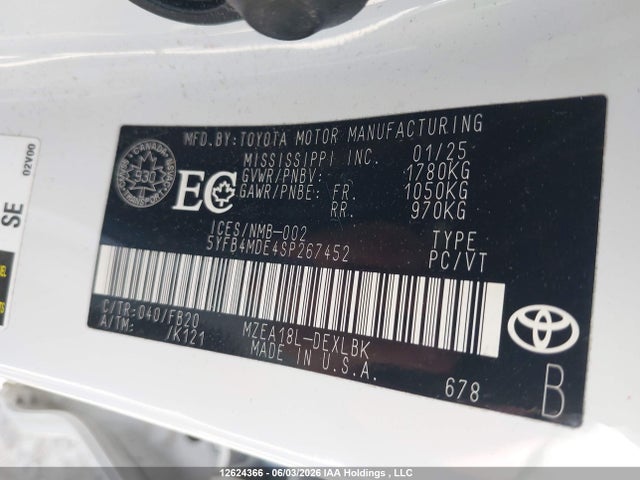 5YFB4MDE4SP267452 Toyota COROLLA LE
