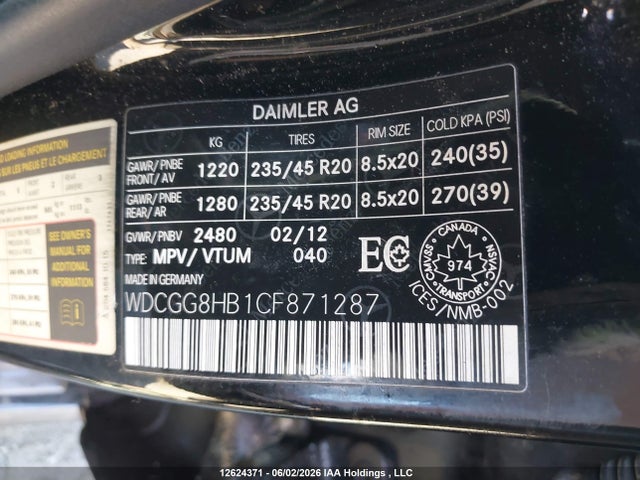 Продаж на аукціоні авто 2012 Mercedes-benz Glk 350 4matic, vin: WDCGG8HB1CF871287, номер лоту: 12624371