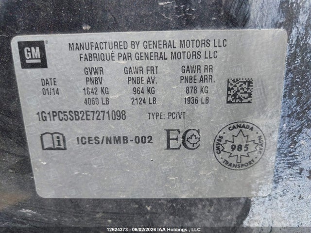 Продаж на аукціоні авто 2014 Chevrolet Cruze Lt, vin: 1G1PC5SB2E7271098, номер лоту: 12624373