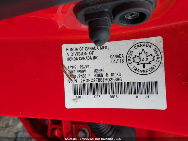 Honda Civic Ex 4dr 2018 2HGFC2F88JH025396 Image 9