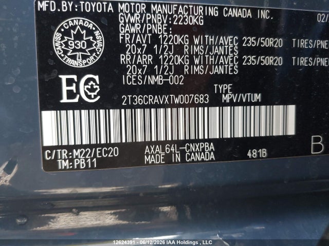 12624391 :رقم المزاد ، 2T36CRAVXTW007683 vin ، 2026 Toyota Rav4 Xse مزاد بيع