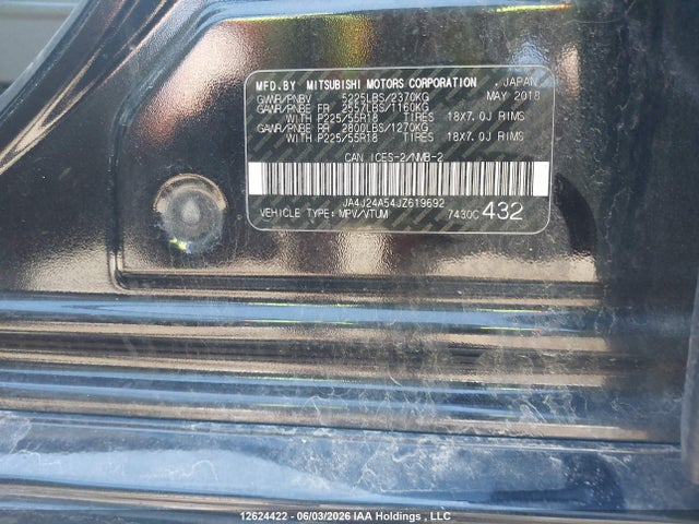 Продажа на аукционе авто 2018 Mitsubishi Outlander Phev Gt/se, vin: JA4J24A54JZ619692, номер лота: 12624422