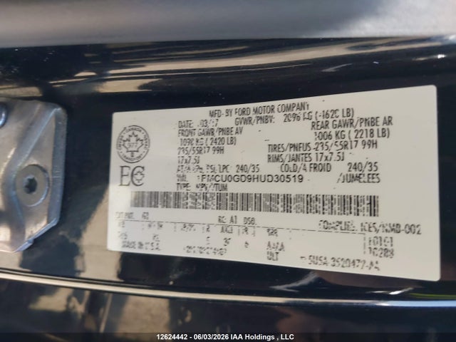 Ford Escape 2017 1FMCU0GD9HUD30519 Image 9