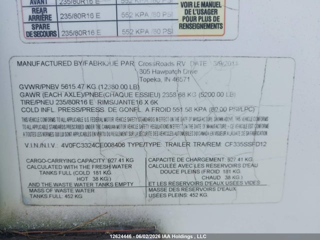 Продаж на аукціоні авто 2012 Cruiser Cruiser, vin: 4V0FC3324CE008406, номер лоту: 12624446