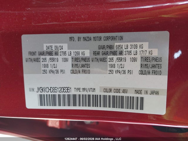 JM3KKCHD8S1206361 Mazda Cx-90 Premium Sport