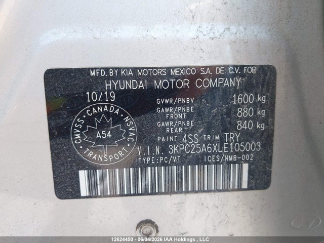 Продажа на аукционе авто 2020 Hyundai Accent Preferred Auto Ivt, vin: 3KPC25A6XLE105003, номер лота: 12624450